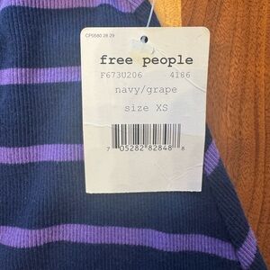 Free People Navy & Purple Striped Trapeze Tunic
